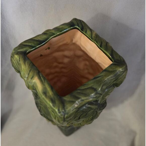 Vintage Green Majolica Grapes Art Pottery Umbrella Stand Cane Holder Large - Picture 3 of 8